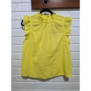 Ryegrass S Women's Yellow Eyelet Lace Blouse NWT